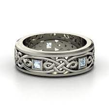 Sterling Silver Ring With Aquamarine Alhambra Knot Band Gemvara Mens White Gold Rings White Gold Rings Sterling Silver Mens