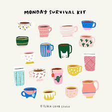 Illustrated Coffee And Tea Mugs Ceramics Cute Pink Cactus Cat Coffee Illustration Tea Illustration Mug Drawing