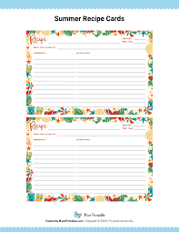 Free Printable Summer Recipe Cards The Cards Are Editable In Adobe Reader Download Them At Https Recipe Cards Template Recipe Cards Printable Recipe Cards