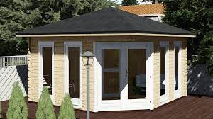 Massage therapy, sauna, bathhouse, cold plunge, heated furniture. Saunahaus 5 Eck 40 Mm Nwh Hamburg 40064 Gartenzauber Gmbh