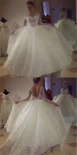 Ball Gown V Neck Prom Dresses Long Sleeves Backless Wedding Dress With Sequins Backless White Princess Quinceanera Dresses Prom Dresses Tg43 Sparkly Wedding Dress Sparkle Wedding Dress Long Sleeve Wedding Dress Backless