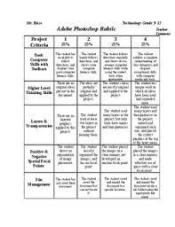 Adobe Photoshop Rubric For Project Or Lesson By Technology Teacher Suite