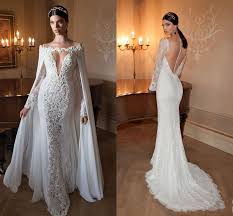 2015 Berta Long Sleeve Wedding Dresses Lace Appliques Beads Sheer ...