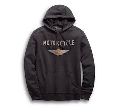 An ironed on patch will typically stay in place for around 25 washes. Men S Felt Patch Pullover Hoodie 99143 19vm Harley Davidson Usa