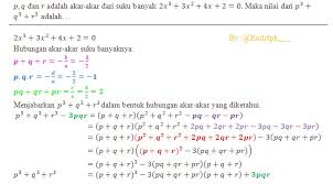 If we want to represent more than one set of points we designate them as (x1,y1) and (x2, y2). Soal Dan Pembahasan Hubungan Akar Akar Suku Banyak 1 3 Istana Mengajar