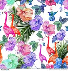 Free shipping for many products! Seamless Pattern Watercolor Tropical Flowers Palm Tree And Birds Illustration 53417505 Megapixl