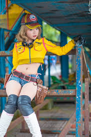 Maybe you would like to learn more about one of these? Wallpaper Model Blonde Asian Asian Cosplayer Cosplay Cindy Final Fantasy Final Fantasy Xv Video Games Video Game Characters Video Game Girls Baseball Caps Goggles Yellow Jacket Zipper Belly Belt Jean Shorts
