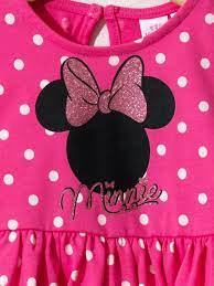 pembe kiz bebek minnie mouse baskili elbise lc waikiki canli pembe elbise kizlar