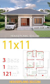 Simple House Design Plans 11x11 With 3 Bedrooms Full Plans House Plans 3d Simple House Design Affordable House Plans House Plans