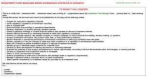 How mutual fund manager pay breaks down. Investment Fund Manager Experience Certificate