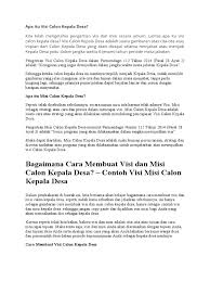 Tentu apa yang menjadi topik. Apa Itu Visi Calon Kepala Desa