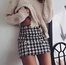 Black And White Plaid Pencil Skirt Pin On Fall Outfits