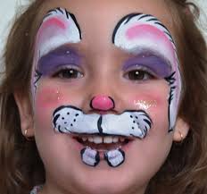 Then with the pink paint, colour the end of the nose. Bunny Face Paintings