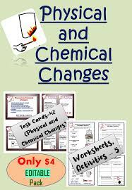 Physical And Chemical Changes Task Cards Worksheets Activities Editable Pack Chemical Changes Task Cards Biology Activity