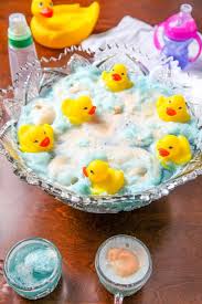 Frothy Blue Baby Shower Punch With Ducks Baking Beauty