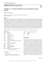 Fast Mas 1h 13c Correlation Nmr For Structural Investigations Of Plant Cell Walls Request Pdf