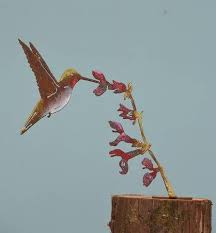 Hummingbird And Salvia Flower Hand Painted Metal Garden Art Hummingbird Garden Gift Hummingbird Gift Me Flower Painting Metal Garden Art Garden Art Crafts