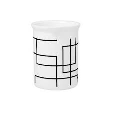 Black And White Pitcher Abstract Modern Geometric Box Design Beverage Pitcher Simple Clear Clean Design Style Unique Diy Geometric Box Box Design Pitchers Decor
