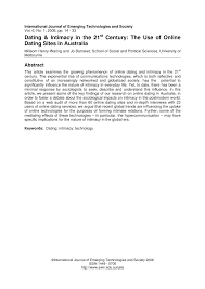 Everyone goes at their own pace and comes up with their own strategies as. Pdf Dating Intimacy In The 21st Century The Use Of Online Dating Sites In Australia