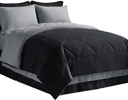 Amazon Com Bedsure Queen Bed In A Bag 8 Pieces Reversible Bedding Sets Bed Sets Queen With Comforter And Sheets Black Bedding Comforter Sets Kitchen Dining