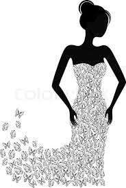 Black And White Silhouette Dress Clipart Image From Https Www Colourbox Com Preview 6041053 Silhouette Of A Girl In A Flying Apart Dress Jpg Butterfly Dress Dress Clipart Art Dress