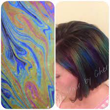 Hair Color Transformation Fashion Colors Oil Slick Oil Spill Hair Color Blue Purple Yellow Oil Slick Hair Hair Color Options Hair Color Transformation