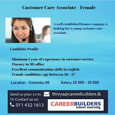 Suggestions will appear below the field as you type. Customer Care Associate Job Vacancy At Career Builders Pvt Ltd Jobvacancies Lk