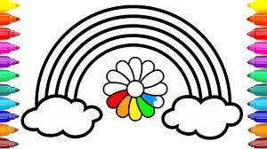 Free printable rainbow coloring pages. How To Draw Rainbow Flowers Rainbow Flowers Coloring Pages Learn Colors Kids Coloringpainting 23 Youtube