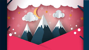 Paper Mountain Cartoon Landscape Cloud Moon Mountain Tree Download Free Vectors Clipart Graphics Vector Art