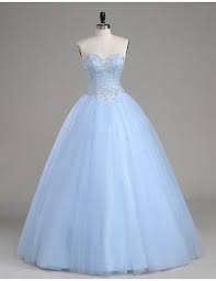 Strapless Sweetheart Beaded Tulle Prom Gown In Light Blue In 2021 Light Blue Prom Dress Prom Dresses Ball Gown Ball Dresses