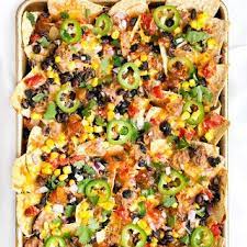 Sheet Pan Chicken Nachos Recipe Yummly Recipe Vegetarian Nachos Recipe Vegetarian Nachos Vegetarian Refried Beans