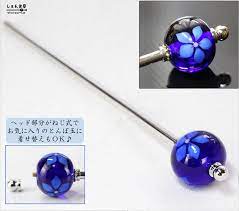 楽天市場 上質 魅惑の青沈み花 とんぼ玉ネジ式 かんざし お手持ちのとんぼ玉に着せ替えもｏｋ あす楽対応 しぇんま屋 とんぼ玉 かんざし トンボ玉