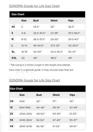 The sonoma brand of leggings sold at kohl's has a stretchy waistband that fits girls (and women) who need more room in their midsection. Sonoma Clothing Size Chart Women S Clothing Size Chart Sonoma Clothing Size Chart