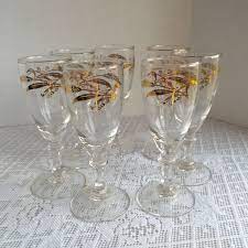 Stencil catalogue easy view page 13. Vintage Glass Stemware Mid Century Gold Wheat Pattern Etsy Stemware Glass Stemware Mid Century Glassware