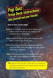 Here are 80 fun pop culture trivia questions with answers, covering the kardashians, music, tv, movies, and celeb trivia. Wwe Pop Quiz Trivia Deck By Eric Gargiulo 9781683834410 Booktopia