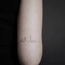 Fine Line Munich Skyline Tattoo On The Back Of The Right Arm Skyline Tattoo Line Tattoos Line Tattoo Arm