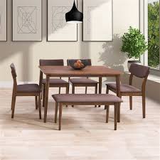 A dining room set is the easiest way to redecorate your dining area in one fell swoop. Corliving Branson Contemporary Dining Room Set Rectangular Dining Table 4 Chair 1 Bench 27 In X 45 In Warm Walnut Brown Dsw 300 Z4 Rona