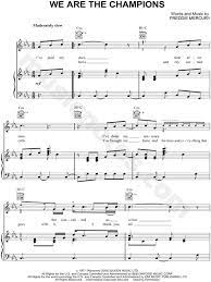Queen We Are The Champions Sheet Music In C Minor Transposable Download Print Sheet Music Piano Sheet Music Pdf Piano Music