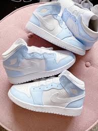 Baby Blue Nike Air Jordan 1 Mid Dont Buy This Is For Only One Buyer The Custom Movement In 2020 Blue Jordans Jordan Shoes Girls Nike Air Shoes