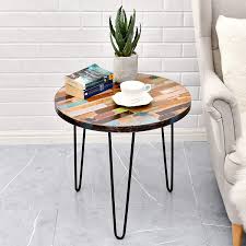 An upholstered ottoman can serve as a coffee table and bring a cozy touch to a room, while a sleek marble coffee table adds instant elegance and sophistication. Reclaimed Wood Large Round Side Table Coffee Table Entryway Table Wellandstore