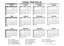 2021 Fiscal Year Calendar Free Printable Templates