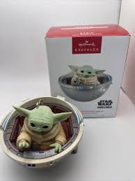 2024 Hallmark Ornament GROGU IN HOVERING PRAM STAR WARS MAGIC LIGHT SOUND  MOTION