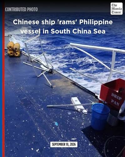 MANILA, Philippines — The Philippines said a China Coast Guard ship "rammed" one of its fisheries department boats on Friday morning in contested waters in the South China Sea. The incident took