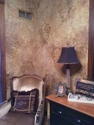 First, start out with painting your walls with eggshell finish paint. Metallic Stencil Over Faux Finish Diy Wall Painting Techniques Faux Walls Tuscan Wall Colors