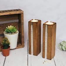Rustic wooden candle holder tea light candlesticks christmas holiday home decor. Personalised Wooden Candle Holders Buy From Prezzybox Com