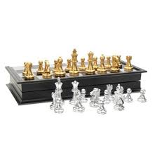The board also has a convenient storage area for the chessmen.board 22. Chess Game Silver Gold Pieces Folding Magnetic Foldable Board Contemporary Set