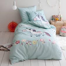 housse de couette coton yvonne la licorne bleu housse de couette housse de couette enfant couette