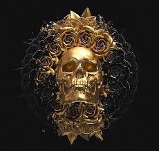 Pin By Tre Fiddy On The Priestess Skull Artwork Skull Art Black And Gold Aesthetic