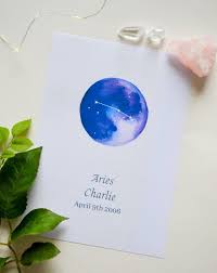 Aries Constellation Print Aries Star Sign Celestial Gift Etsy In 2021 Aries Star Sign Personalized Prints Constellation Print