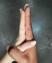 Joe on mads' hand, it said left side and on jaden's hand it said. Love Lettering Matching Couple Tattoos